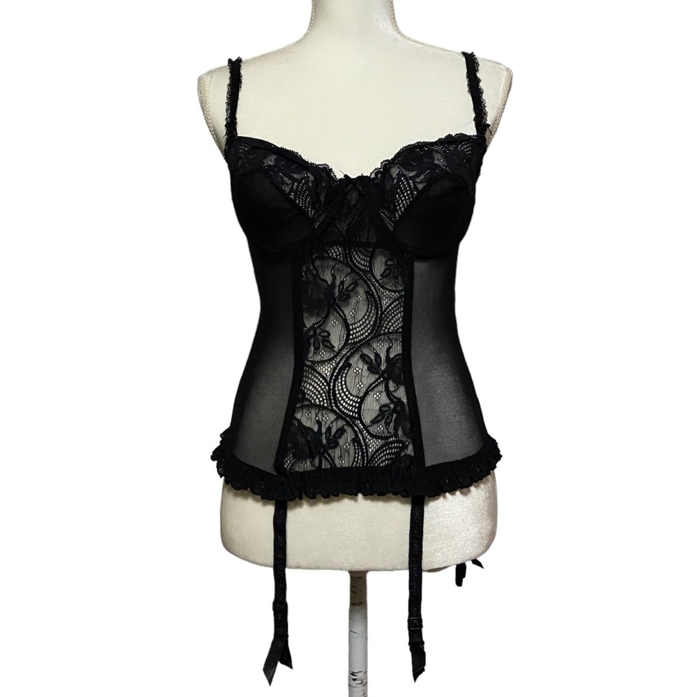 Vintage 90’s Victoria’s Secret Gold Label Black Lace Corset Goth 36 C Whimsigoth